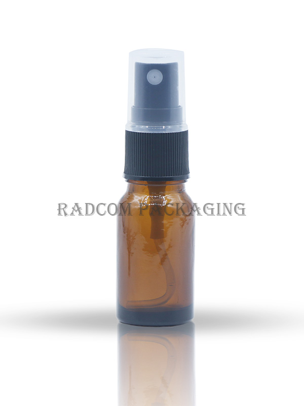 10ML Amber Glass Bottle With 18mm Black Mist Spray